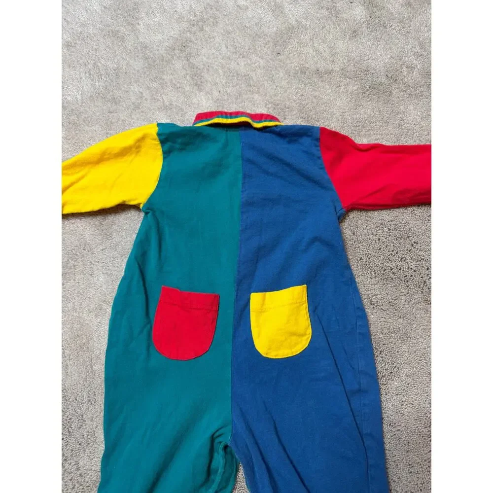 Vintage Okie Dokie Size 12 Mo Color Block One Piece Jumpsuit